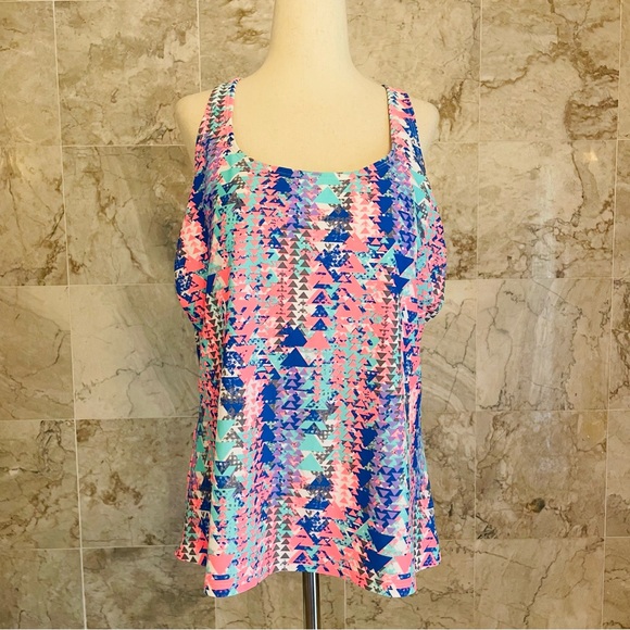 Splashletics Geometric Racerback Swim Tankini Top - Picture 2 of 8